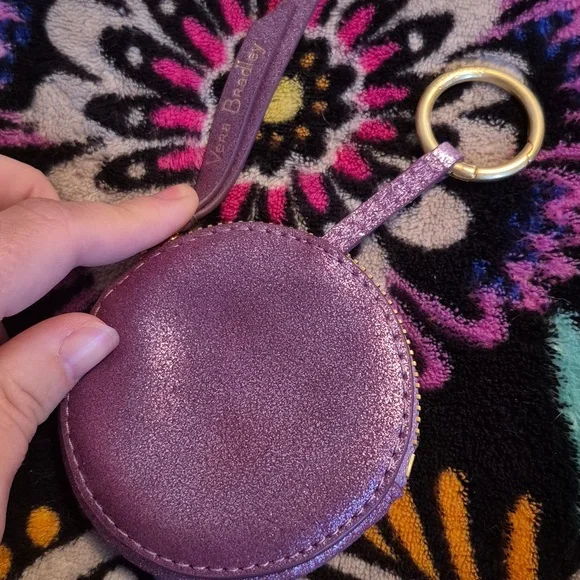 Vera Bradley Mallory Butterfly Bag Charm sparkling coin purse lilac shimmer - Picture 2 of 8